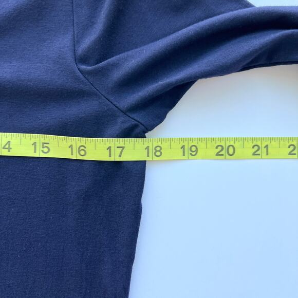 Lauren Ralph Lauren Size M Navy Blue Y2K V-Neck Henley Top 3/4 Sleeve Stretch - Picture 8 of 10